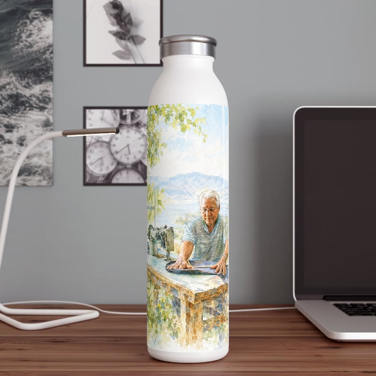 Example: a painting on the water bottle