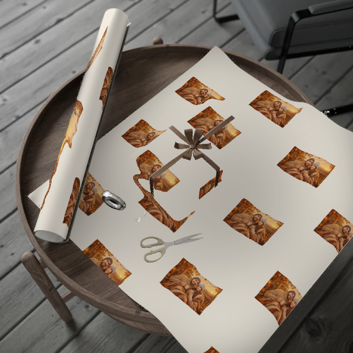 Example: a painting on the wrapping paper
