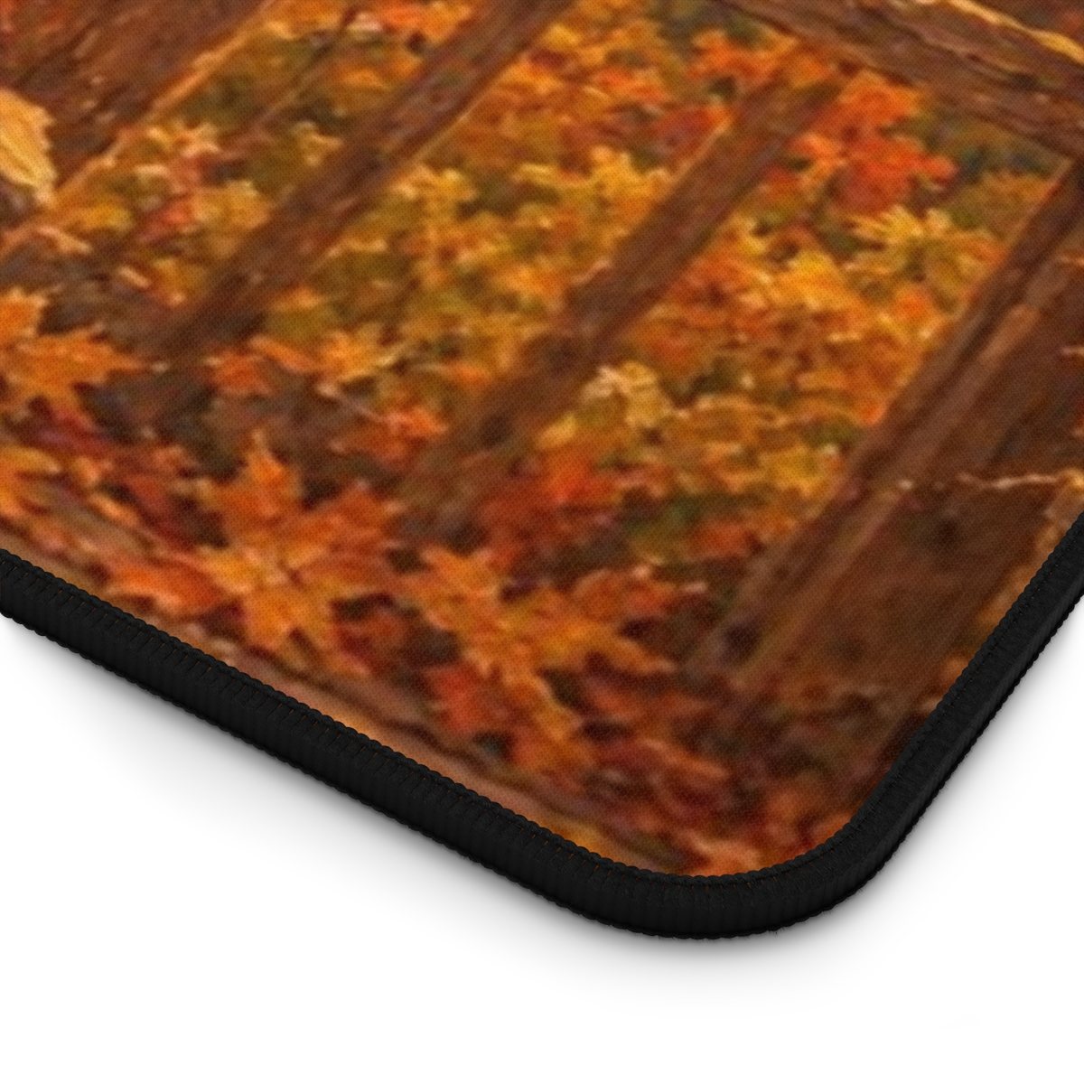Example: the desk mat up close, with its stitched edge